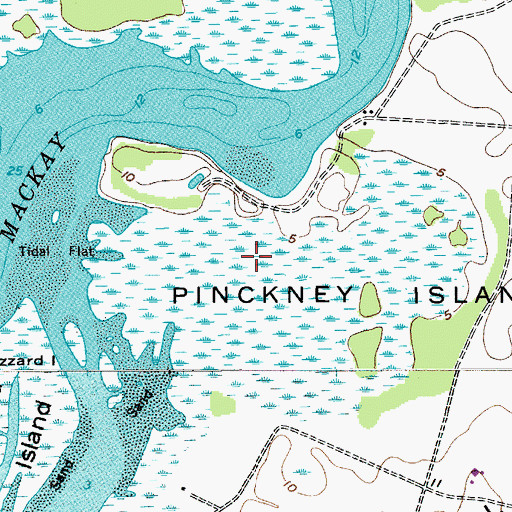 Topographic Map of Pinckney Island National Wildlife Refuge, SC