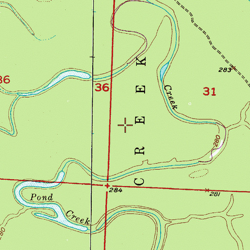 Topographic Map of Pond Creek National Wildlife Refuge, AR