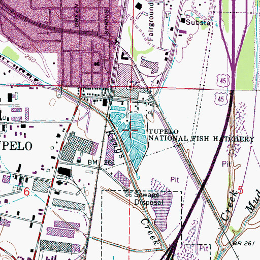 Topographic Map of Private John Allen National Fish Hatchery, MS