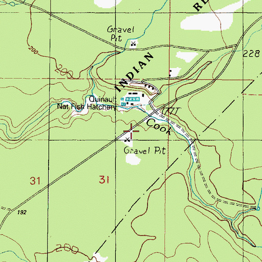 Topographic Map of Quinault National Fish Hatchery, WA