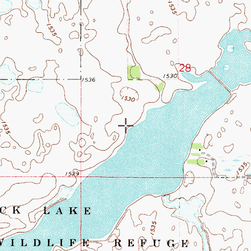 Topographic Map of Rock Lake National Wildlife Refuge, ND