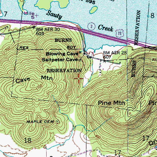 Topographic Map of Sauta Cave National Wildlife Refuge, AL