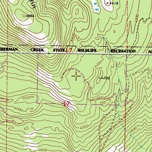 Topographic Map of Sherman Creek Game Range, WA
