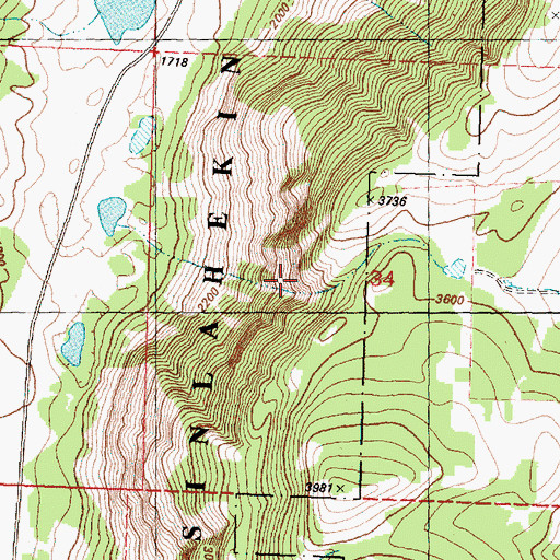 Topographic Map of Sinlahekin Deer Winter Range and Wildlife Refuge, WA