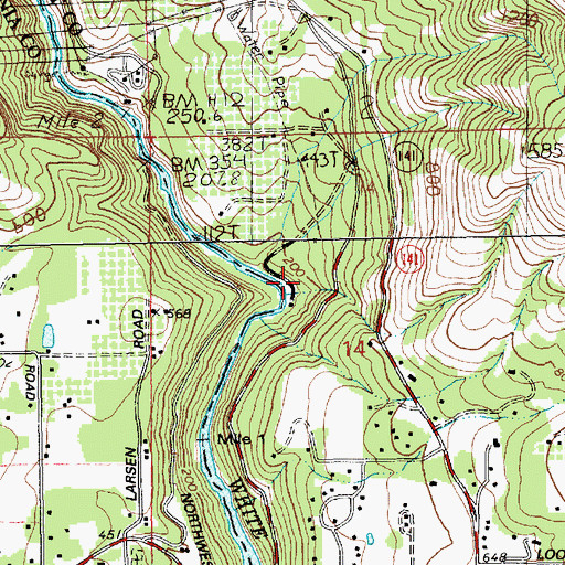 Topographic Map of Spring Creek National Fish Hatchery, WA