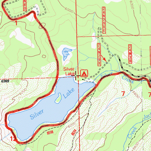 Topographic Map of Silver Lake Campground, CA
