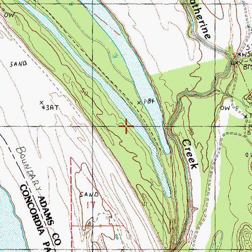Topographic Map of Saint Catherine Creek National Wildlife Refuge, MS