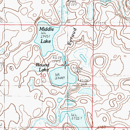 Topographic Map of Teton County Waterfowl Production Area, MT