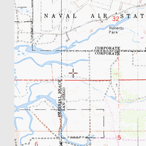 Topographic Map of Tijuana Slough National Wildlife Refuge, CA
