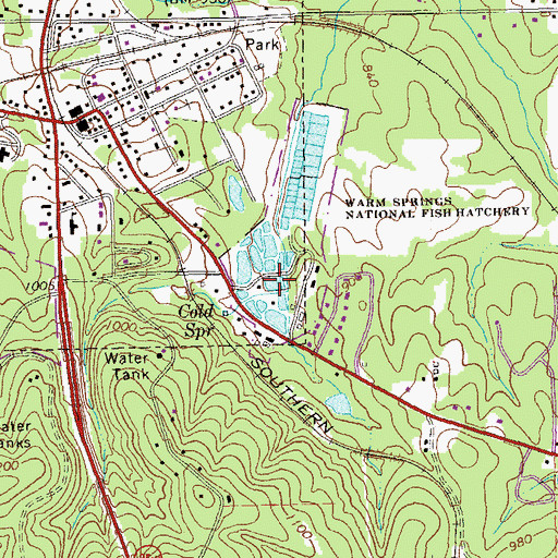 Topographic Map of Warm Springs Fish Technology Center, GA
