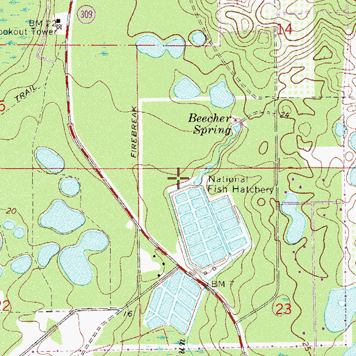 Topographic Map of Welaka National Fish Hatchery, FL