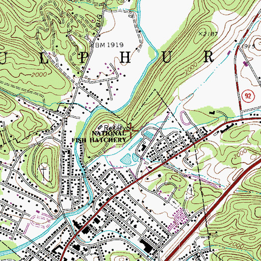 Topographic Map of White Sulphur Springs National Fish Hatchery, WV