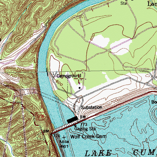 Topographic Map of Wolf Creek National Fish Hatchery, KY