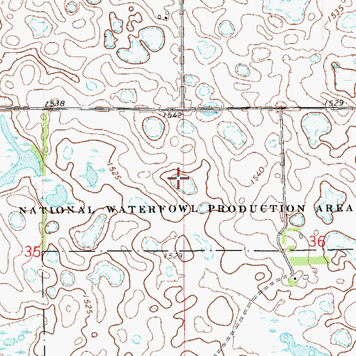 Topographic Map of Ramsey County Waterfowl Production Area, ND
