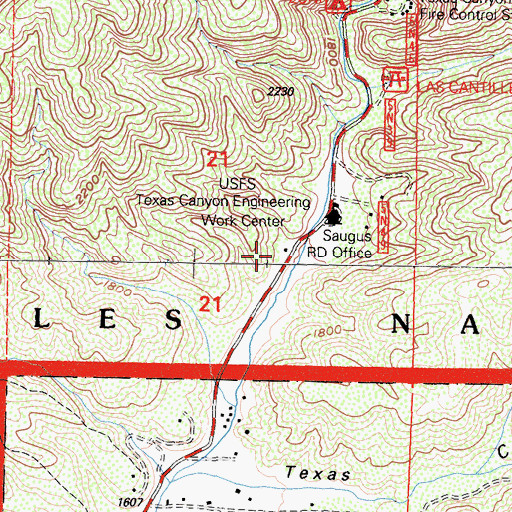 Topographic Map of Texas Canyon Engineering Work Center, CA