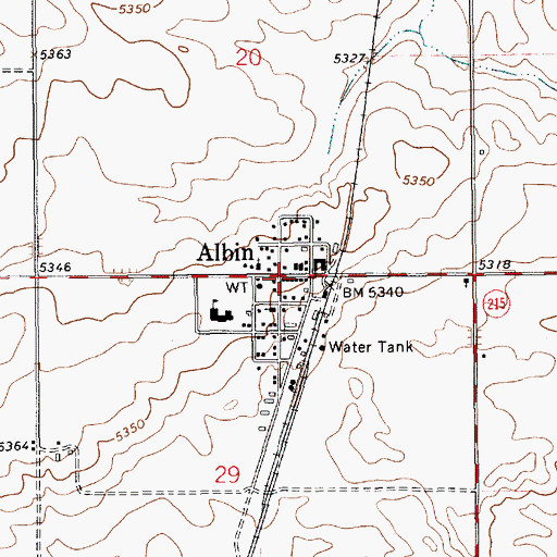 Topographic Map of Albin Post Office, WY