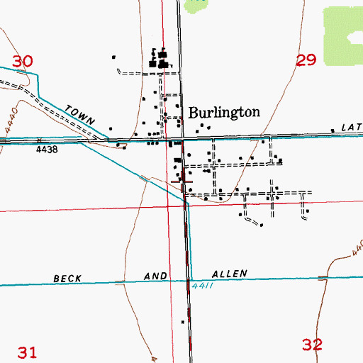 Topographic Map of Burlington Post Office, WY