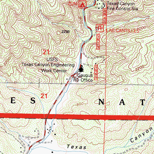 Topographic Map of Savgus District Ranger Office, CA