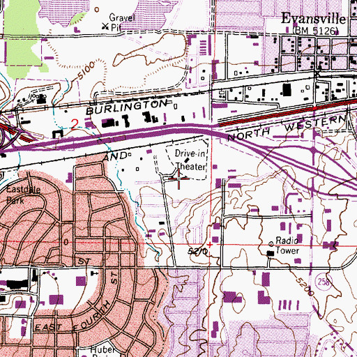 Topographic Map of Casper Post Office, WY
