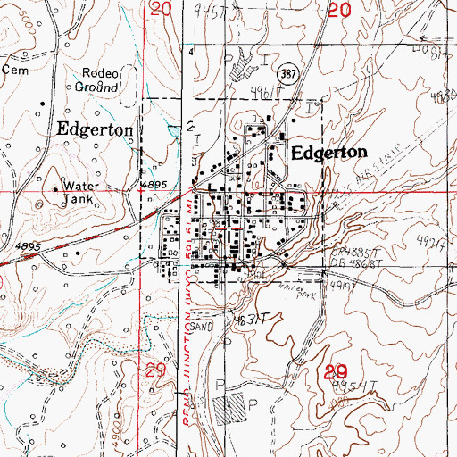 Topographic Map of Edgerton Post Office, WY