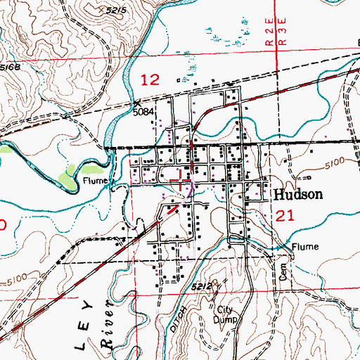 Topographic Map of Hudson Post Office, WY