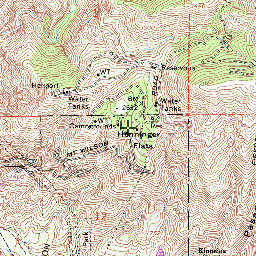 Topographic Map of Henninger Flats Non-Forest Service Campground, CA