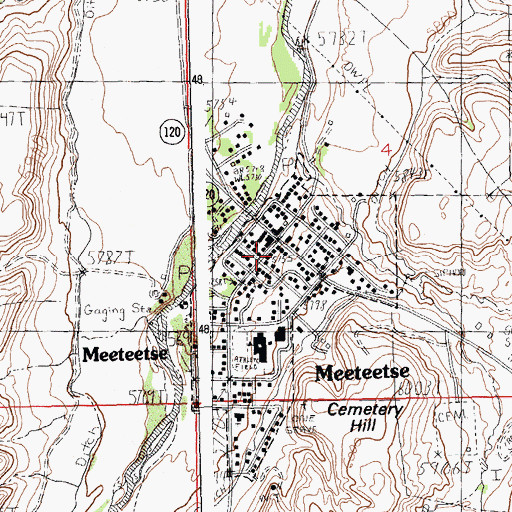 Topographic Map of Meeteetse Post Office, WY