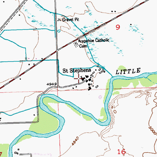 Topographic Map of Saint Stephens Post Office, WY
