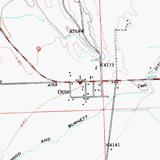 Topographic Map of Otto Post Office, WY