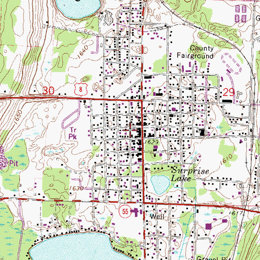Topographic Map of Crandon Post Office, WI