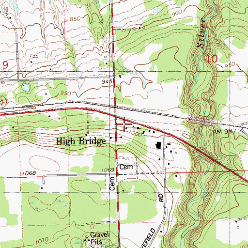 Topographic Map of High Bridge Post Office, WI
