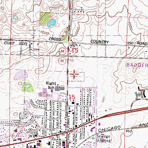 Topographic Map of Saint Andrew Catholic Cemetery, WI