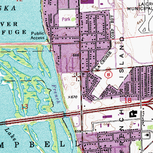Topographic Map of French Island Cemetery, WI