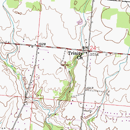 Topographic Map of Houser Cemetery, OH