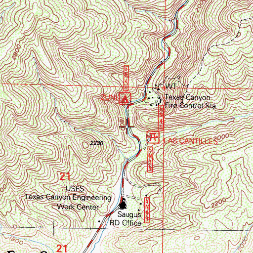 Topographic Map of Las Cantilles, CA