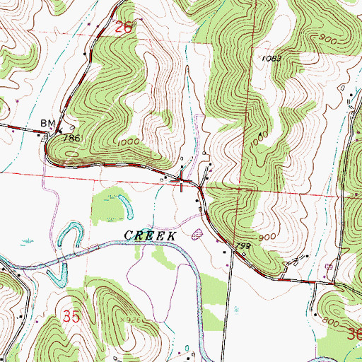 Topographic Map of Phillips Cemetery, OH