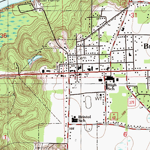 Topographic Map of Bristol Post Office, FL