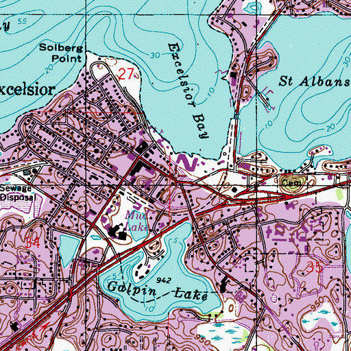 Topographic Map of Excelsior Post Office, MN
