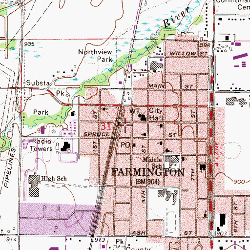 Topographic Map of Farmington Post Office, MN