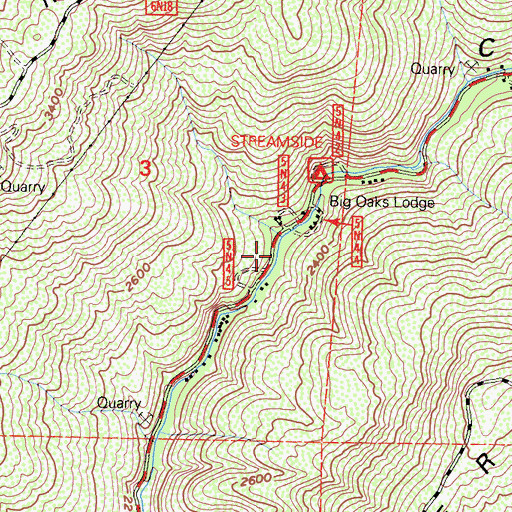 Topographic Map of Big Oaks Campground, CA