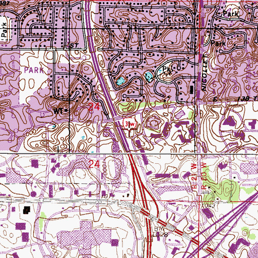 Topographic Map of Burnsville Post Office, MN