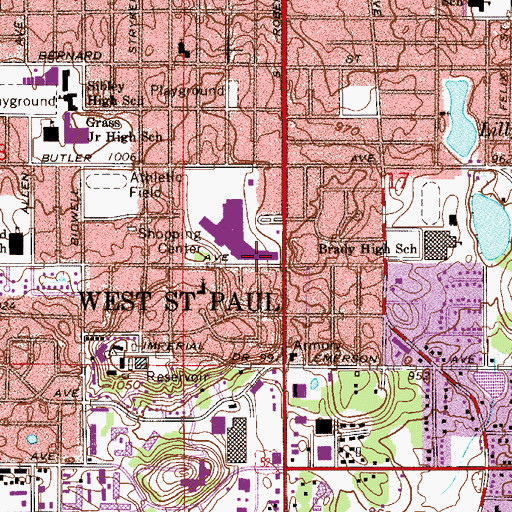 Topographic Map of West Saint Paul Post Office, MN