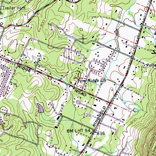 Topographic Map of Pine Ridge Church Cemetary, TN