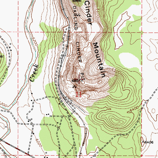 Topographic Map of Cinder Mountain, AZ