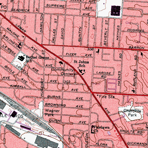 Topographic Map of Memphis Police Services Bethel Grove Satellite Office, TN
