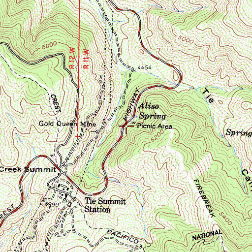 Topographic Map of Aliso Spring Picnic Area, CA