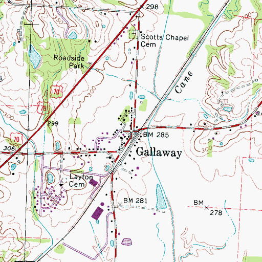 Topographic Map of Gallaway Police Department, TN