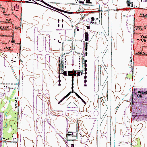 Topographic Map of Memphis International Airport Police, TN