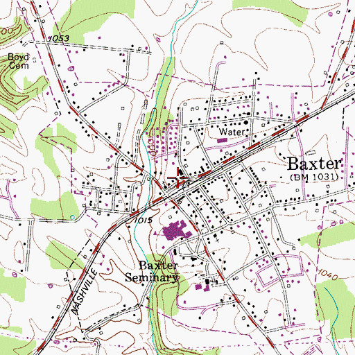 Topographic Map of Baxter Police Department, TN