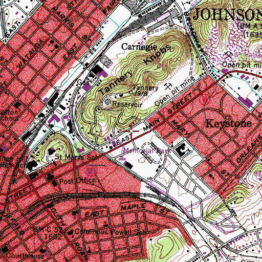 Topographic Map of Johnson City Police Department, TN